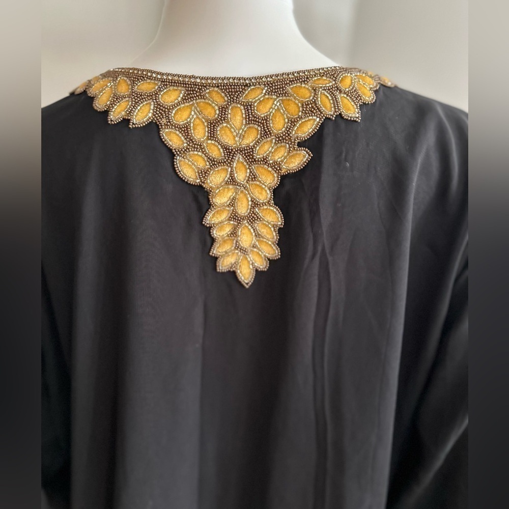 Black Embroidery Velvet Beaded  Tunic Lagenlook Dress S/M - Picture 10 of 14